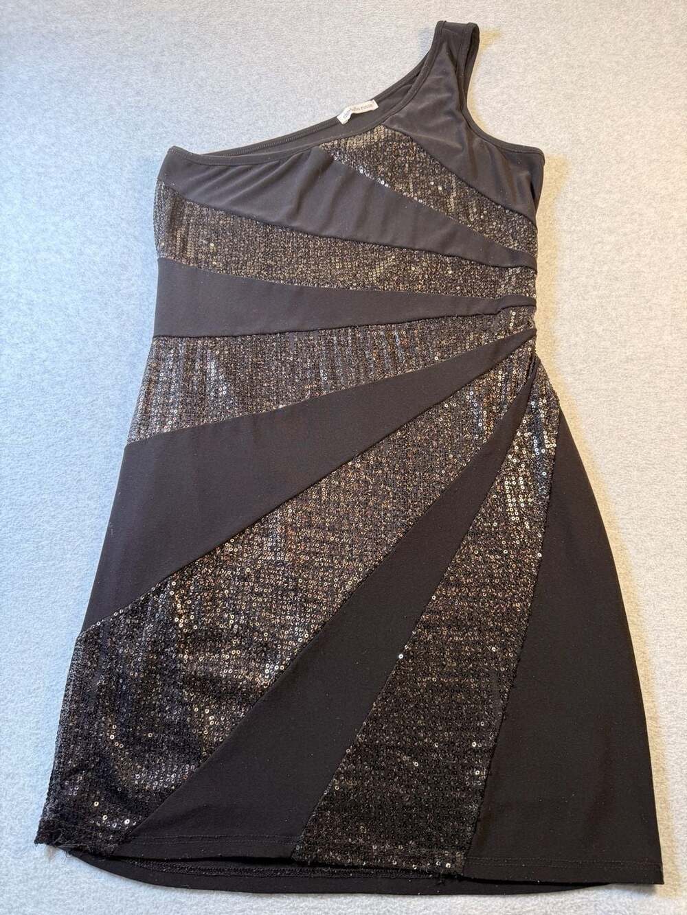 Charlotte Russe Black One Shoulder Sequin Party Cocktail Dress